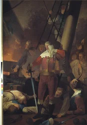 Christian IV. auf der "Dreifaltigkeit" in der Schlacht auf der Koldberger Heide 1644