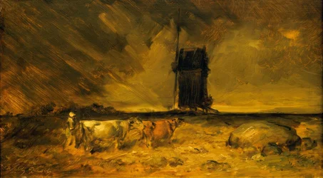 Große Gewitterlandschaft mit Windmühle