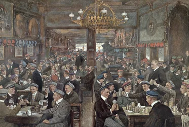 Die Studentenbrasserie des Thüringer Hofs in Leipzig, ca. 1900