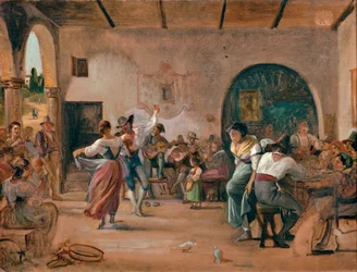Tanz in einer Osteria, ca. 1860