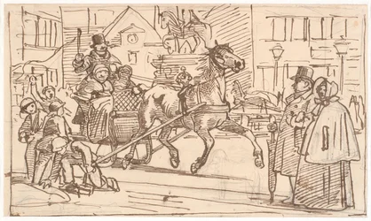 Schlittenfahrt um das "Pferd" auf dem Kongens Nytorv