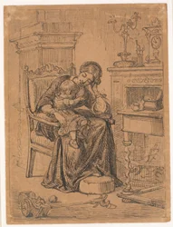 Mutter und Sohn. Interieur