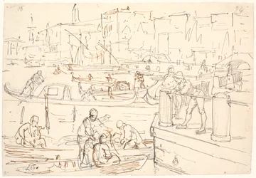 Szene am Ufer in Venedig