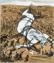 Vater Rhein, Karikatur der Ruhrbesetzung durch die Franzosen, aus 