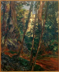 Schloss Hemsbach hinter Bäumen