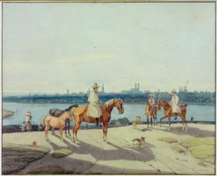 Reiter am Isarufer vor München