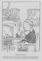 George Moore, irischer Autor, an seiner Schreibmaschine arbeitend
