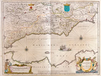 Straße von Gibraltar nach Alicante bis ins Landesinnere zum Guadalquivir-Tal und Sevilla und die Küste Nordafrikas, in 