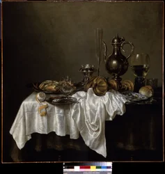 Frühstück mit Hummer. Stillleben. Gemälde von Willem Claesz Heda (1594-1680)