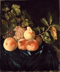Stillleben mit Pfirsichen und Trauben, 1705