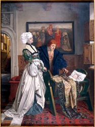 Karl V. und Jeanne Vandergeynst an der Wiege ihrer Tochter Marguerite, 1870