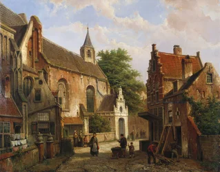 Eine Straßenszene in Delft