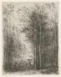 Waldlandschaft mit Holzsammlern