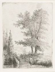 Hügellandschaft mit Badender