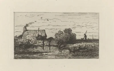Ansicht eines Bauernhofs am Wasser