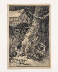 Miniaturhaus an einem Baum