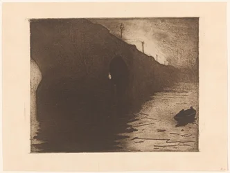 Ansicht der Waterloo Bridge im Nebel in London