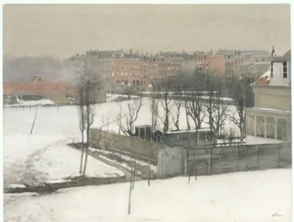 Blick auf den Oosterpark im Schnee