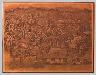 Blick auf Häuser und Vegetation in Buitenzorg