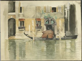 Gondel vor einem venezianischen Haus