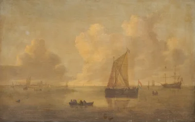 Meereslandschaft mit einer Stadt im Hintergrund
