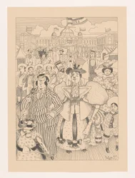 Karikatur von jüdischen Badegästen am Strand von Scheveningen