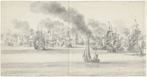 Die Seeschlacht vor Katwijk (linkes Blatt), 1653