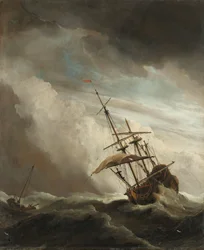 Ein Schiff auf hoher See, von einer Bö erfasst, bekannt als „Der Windstoß“