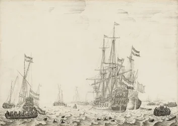 Niederländische Schiffe in Küstennähe, frühe 1650er Jahre