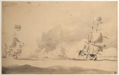 Ein niederländisches Schiff verfolgt ein englisches Schiff