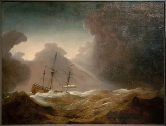 Niederländisches Schiff vor einem aufziehenden Sturm