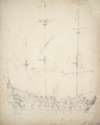 Porträt eines niederländischen Zweideckers, ca. 1655