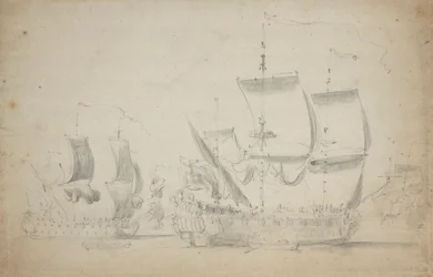 Ein englischer Zweidecker unter leichter Segel, ca. 1675