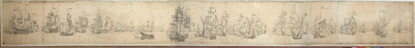 Die englischen und niederländischen Flotten am Tag nach der Schlacht von Solebay