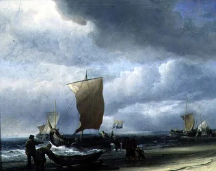Fischerboote kommen an Land