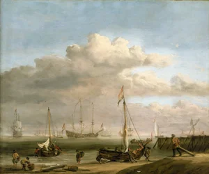 Die niederländische Küste bei Marsdiep und Den Helder mit Fischerbooten, um 1690