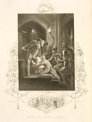 Der Tod von Prinz Arthur, in König Johann von William Shakespeare (1564-1616) graviert von J. Rogers