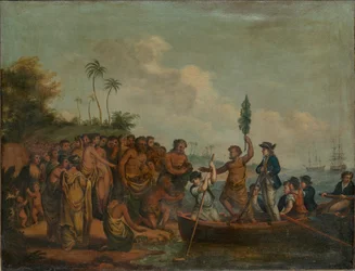 Landung von Captain Cook in Middleburg, Freundschaftsinseln
