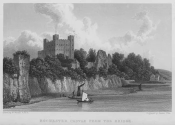 Rochester Castle, von der Brücke aus