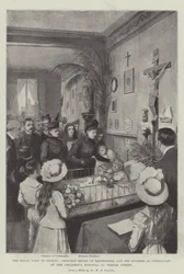 Der königliche Besuch in Dublin, Prinzessin Henry von Battenberg und die Herzogin von Connaught im Kinderkrankenhaus in der Temple Street