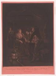 Gesellschaft in einer Taverne bei Kerzenlicht