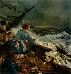 Grace Darling und ihr Vater retten die Schiffbrüchigen, 8. September 1838