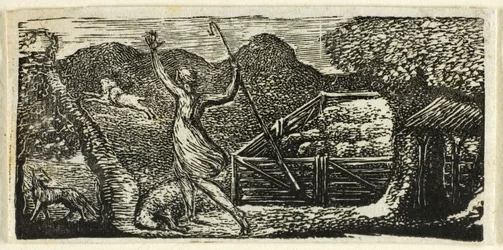 Hirte vertreibt Wolf, aus den Pastoralen von Virgil