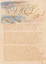 Das Buch Thel, Tafel 3, "Thel / I / Die Töchter von Mne Seraphim . . . ."