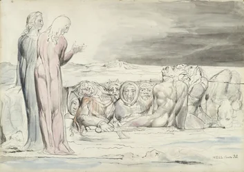 Der Kreis der Verräter: Alberti Brüder, Illustration zur Göttlichen Komödie von Dante Alighieri, 1824-27