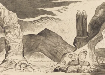 Der Kreis der Fälscher: Dante und Virgil halten sich die Nase wegen des Gestanks zu, 1827