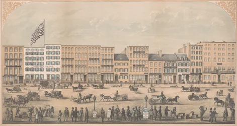 Ansicht von Park Place, New York, von Broadway bis Church Street, Nordseite, A.D. 1854