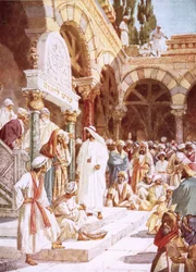 Jesus predigt im Tempel