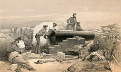 Ein ruhiger Tag in der Diamant-Batterie, Porträt eines Lancaster 68-Pfünders, 15. Dezember 1854
