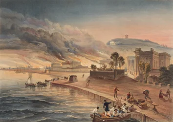 Brand der Regierungsgebäude in Kertch, 9. Juni 1855